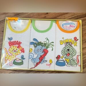Colorful Baby Bib Set with Fun Designs Vintage Toys R Us NIP